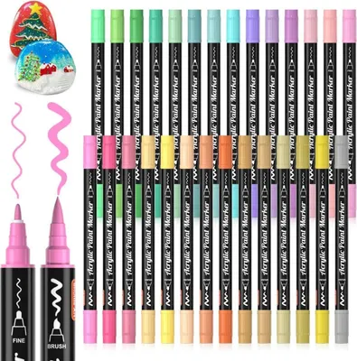 Produktbild von Acrylstifte Set 28 Pastellfarben wasserfest für Steine bemalen