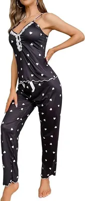 Immagine prodotto di Set pigiama da donna, set pigiama, top e pantaloni - LUNAR Black Long M
