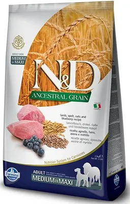 Zdjęcie produktu dla Farmina Pet Food N&D Ancestral Grain Canine, Dorosły, Gigant (> 45 kg), Jagnięcina, 2,5 kg