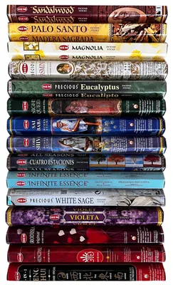 Productafbeelding van Wierookpakket - Assortiment van 15 geuren - 300 total sticks - Aromatherapie - Meditatie - Spiritualiteit