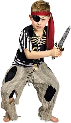 Produktbild von K31250498-98-104-A grau schwarz Jungen Kinder Seeräuber Kostüm Freibeuter Gr.98-104