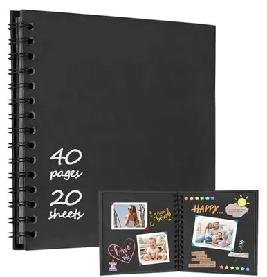 Zdjęcie produktu dla Album fotograficzny scrapbook 20 5X20 5 cm czarny papier 40