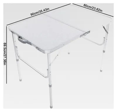 Produktbild von Faltbarer Klapptisch aus Aluminium für den Außenbereich, wetterfest, 90 x 60 x 69,5 cm, einfach zu lagern