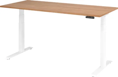Produktbild von bümö Schreibtisch elektrisch XDKB - Nachbildung: Nussbaum, Größe: 180 x 80 cm, Gestell: Weiß