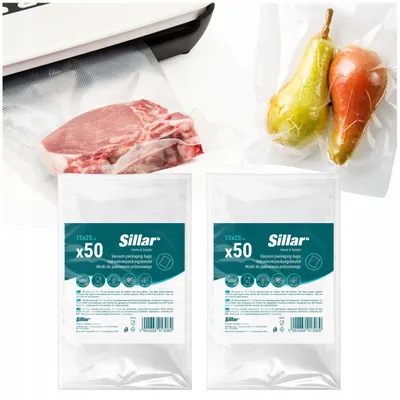 Obrázok produktu pre Vákuové vrecká Sillar 100 ks 15 x 25 cm – bez BPA, vhodné na sous vide, vhodné na varenie potravín a skladovanie
