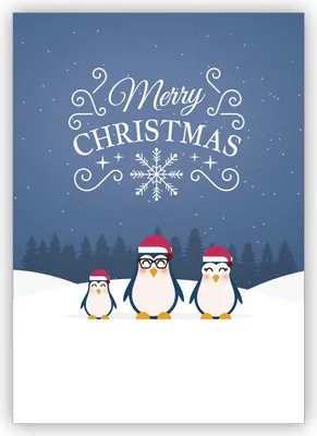 Produktbild von Süße Weihnachtskarte mit Pinguin Familie: Merry Christmas