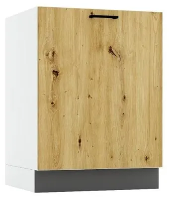 Produktbild von Küchenunterschrank 60 cm - Artisan Eiche und Aschegrau - Universelle Frontmontage - ohne Arbeitsplatte - mit einer Ablage für die Kochplatte