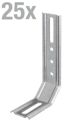 Image de Alberts 25 x équerre de réglage avec deux angles de 45° 50 x 30 x 110 mm - galvanisé, équerre d'angle