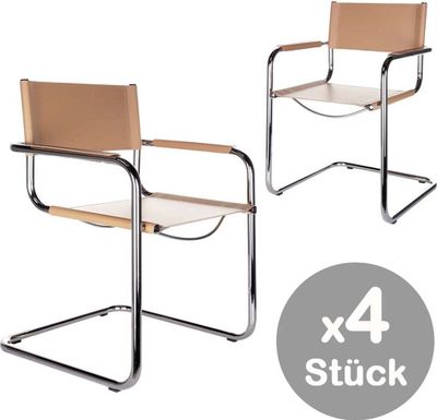 4x Denver classic cantilever visitor chair natural leather, Materiál: Premium
