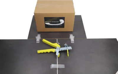 Produktbild von PD-TOOLS Fliesen Nivelliersystem Set mit 100x Laschen, 100x Keile, 1x Zange
