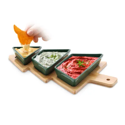 Produktbild von Dipschalen / Snackschalen Set mit Halterung - Ideal für Vorspeisen und Snacks