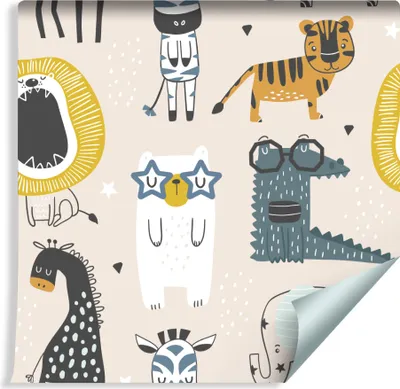 Produktbild von 10m VLIES TAPETE Rolle Kinderzimmer Wilde Tiere Natur XXL