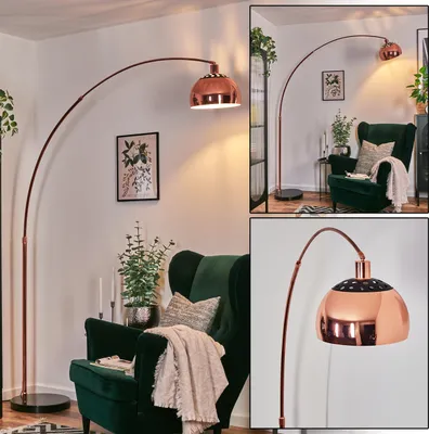Produktbild von Gavirate Stehlampe aus Metall in Schwarz/Kupfer/Weiß im Retro/Vintage-Design