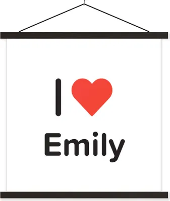Produktbild von MuchoWow® Textilposter Ich liebe - Emily - Mädchen 90x90 cm mit schwarzem Rahmen - Magnetisches