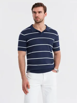 Obrázek produktu pro Ombre Clothing Pánské tričko s límečkem Ulima navy-bílá XL