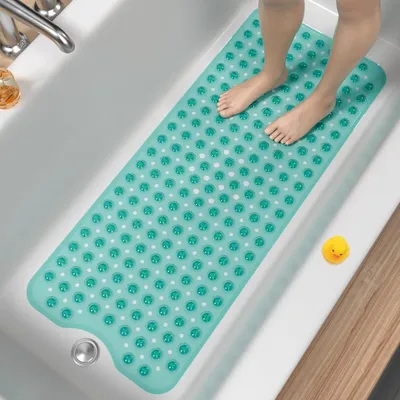 Produktbild von Badewannenmatte rutschfest 101 x 40cm Extra Lange Antirutschmatte BPA Frei Schimmelresistent Maschinenwaschbar Grün