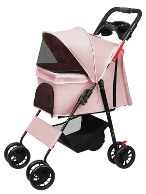 Produktbild von Hundebuggy - Haustierkinderwagen - Klappbar - Wasserdichtes 300D Oxford-Gewebe - 4 Räder - 61×48×99 cm - Rosa
