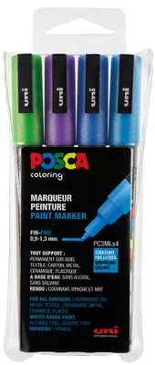 Produktbild von POSCA Pigmentmarker PC-3ML Glitter kalte Farben 4er Box