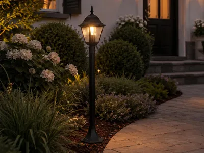 Produktbild von LED Wegeleuchte, Gartenlaterne zur Wegbeleuchtung Gartenweg, Schwarz Höhe 100cm