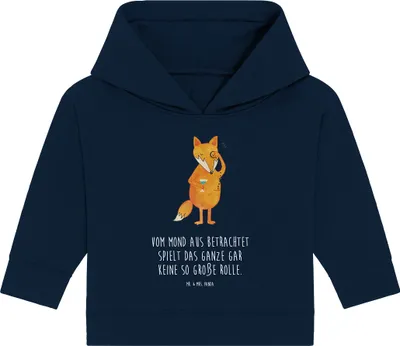 Produktbild von Mr. & Mrs. Panda Organic Baby Hoodie Fuchs Lord 12. - 18. Monat - French Navy - Geschenk, Kapuzenshirt, Kapuzensweatshirt, Mond, Spruch Lustig, Monokel, Motivation