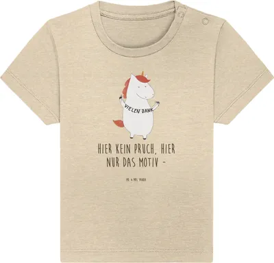 Produktbild von Mr. & Mrs. Panda  T-Shirt Einhorn Dankeschön 0. - 6. Monat - Natural Raw - Geschenk, Danke, Baby, Shirt, Unicorn, Baumwollshirt, Danksagung, Vielen Dank, Einhörner