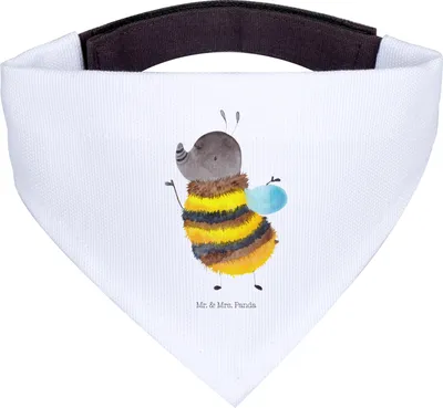 Produktbild von Mr. & Mrs. Panda Hundetuch Hummel flauschig - Weiß - Geschenk, Halstuch Hund, Blume, für, Biene, Bandana, Lustige Sprüche, Natur, Hunde Hals Tuch, Dreieckstuch