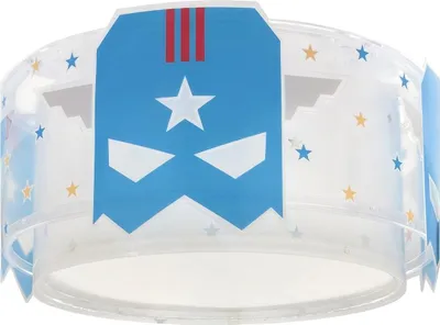 Produktbild von Deckenleuchte für Kinder, Blau, Helden Design, leuchtet im Dunkeln, 2-flammig, Doppelschirm