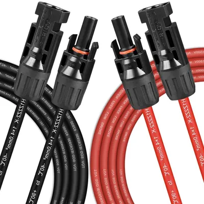 Productafbeelding van Fotovoltaïsche kabel MC4 4 mm² verlengkabel voor zonnepanelen - 5 m - 2 stuks - stroomkabel met stekker (rood/zwart)