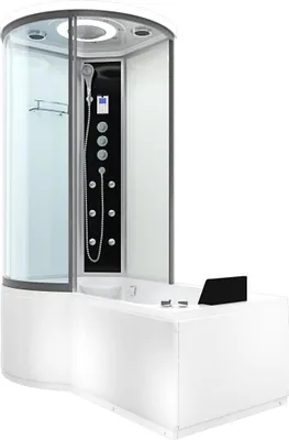 Produktbild von Kombination Whirlpool Dusche K55-R03-WP Duschkabine Wanne 100x170 cm