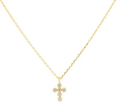 Produktbild von SuzanGold God's Favorite Kreuzkette Hochwertige Goldkette mit Zirkonia Elementen