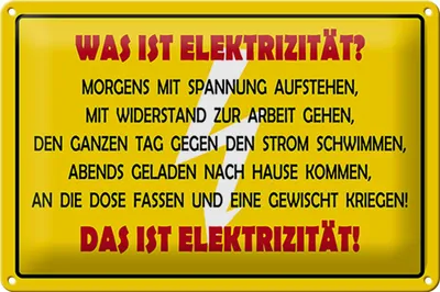 Produktbild von Blechschild Spruch 30x20cm Was ist Elektrizität