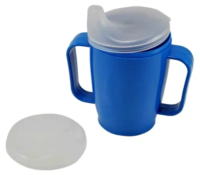 Produktbild von Schnabelbecher mit Griff und 2 Deckeln, 250 ml, blau