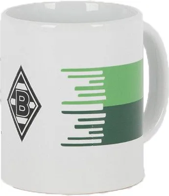 Produktbild von Borussia Mönchengladbach Tasse "Streifen" weiß