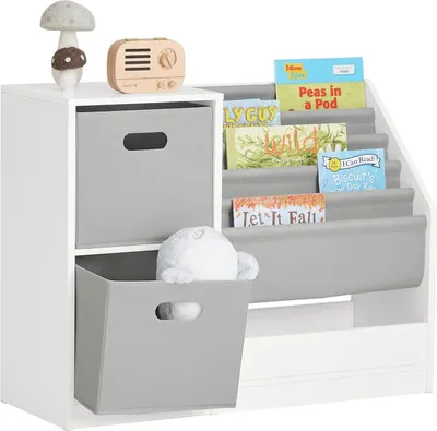Immagine prodotto di SoBuy libreria per bambini scaffale per bambini, mobili per bambini, libreria, libreria, armadio per giocattoli, scaffale per giocattoli con 2 cestini