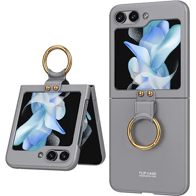 Obrázek produktu pro Tenké matné pouzdro na Samsung Galaxy Z Flip 5, tvrdého PC krytem s kroužkovým držákem Šedá
