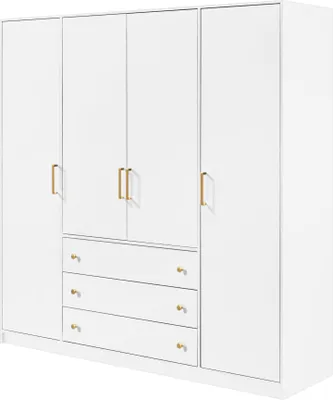 Produktbild von Kippkleiderschrank mit Spiegel und Schubladen weiß großer Kleiderschrank