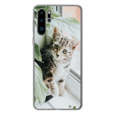 Produktbild von MuchoWow® Handyhülle Schutzhülle Hülle für Huawei P30 Pro Katze - Kätzchen - Pflanzen Silikon Softcase Handy Hülle - Schutzdeckel