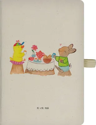 Produktbild von Mr. & Mrs. Panda Adressbuch Ostern Frühstück - Transparent - Geschenk, Osterhase, Journal, Küken, Hase, Kladde, Tagebuch, notizbuch, kariert, Frühling