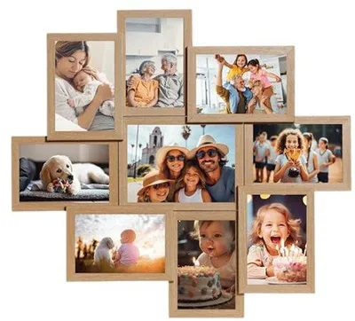 Image de Cadre photo en bois pour 9 photos - Moderne, idéal pour les murs