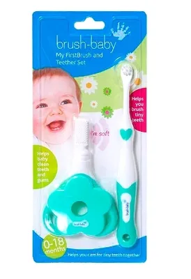Image de Ensemble de jouets de dentition Brush Baby au goût de menthe, convient de 0 à 18 mois