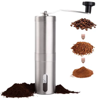 Produktbild von Kaffeemühle Manuell Edelstahl Kaffeemühle Keramikmahlwerk Für Filterkaffee, Espresso, French Press, Turkey Brew, Kaffeegeschenk