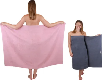 Produktbild von Betz 2 Stück XXL Duschtücher 100 x 150 cm BERLIN  Badetücher 100% Baumwolle Farbe – lotus-dunkelgrau