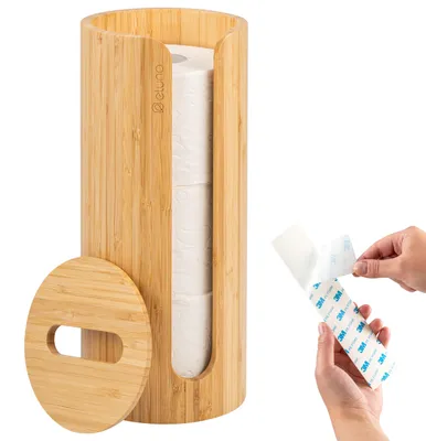 Produktbild von eluno Toilettenpapier Aufbewahrung für 3 Ersatzrollen rund aus Bambus