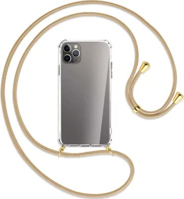 Produktbild von Handykette Backcover-Schutzhülle mit Band (Metall goldfarben) für Apple iPhone 11 Pro Max - caramel