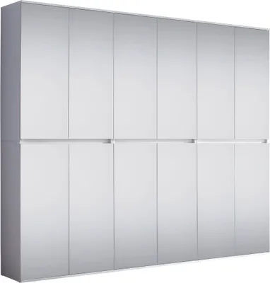 Image de Mirror Armoire à vêtements 12 portes, blanc, verre miroir.