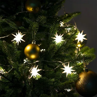 LED-Lichterkette mit Sternen, warmweiß, Timer, 10 LEDs