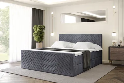 Produktbild von ALTDECOR Boxspringbett mit Matratze und Lattenrost, Topper, Polsterbett mit Bettkasten, Bett mit Stauraum H4-Matratze, Doppelbett, Boxbett  - VEXA-Z - 120x200 - Dunkelgrau Casablanca