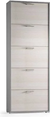 Produktbild von Platzsparender Schuhschrank hinter Stofftür mit 5 Türen Lärche
