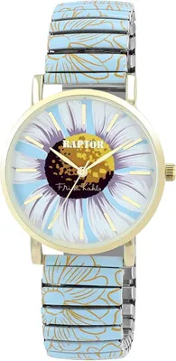 Produktbild von Raptor Damen Watch Frida Kahlo Edition mit Edelstahl-Zugband, Quarzwerk, kratzfestem Glas, Geschenkidee für Frauen inkl. Uhrenbox, 36 mm Gehäuse