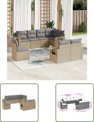 Produktbild von The Living Store 8-tlg. Garten-Sofagarnitur mit Kissen Beige Poly Rattan